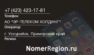 Кто звонил с 4234231781 - регион и оператор